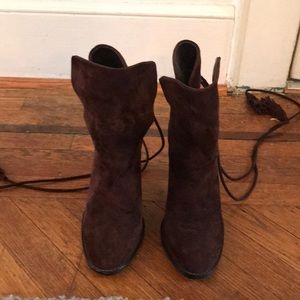 Aubergine (dark brown/purple) suede boots